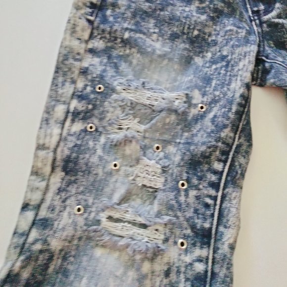 Acid Wash Twelve K Womens Destroyed Jeans - Picture 9 of 15